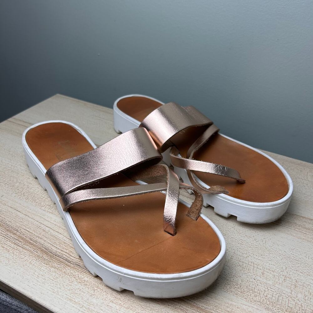 Santorini Handmade Leather Sandals Greek Rose Gold size 40 US 9 Platform Shoes - Picture 10 of 10